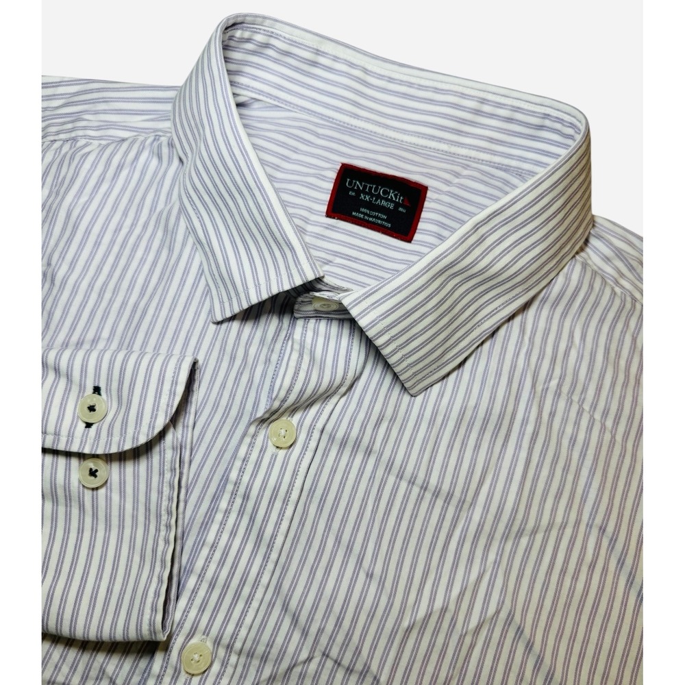 UNTUCKit Vaudon Shirt Men's 2XL Purple Striped Button Down Long Sleeve Casual